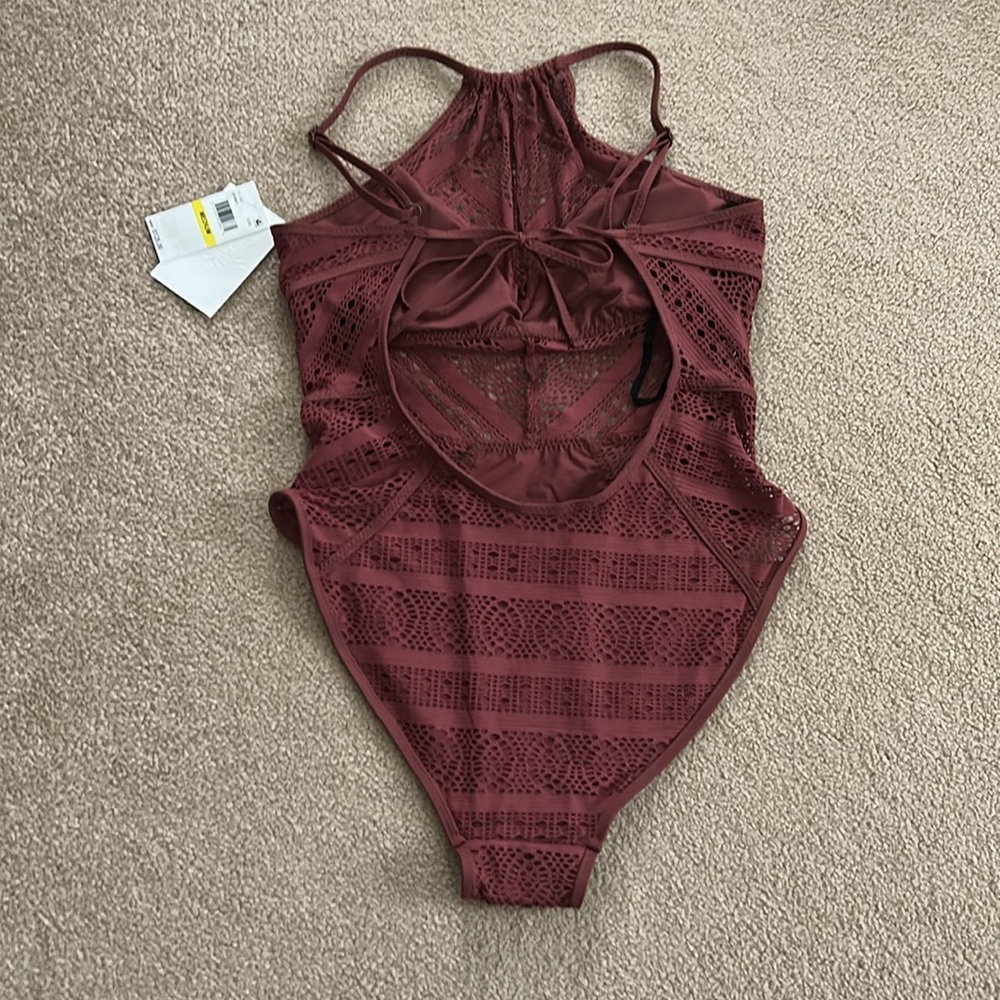 Becca Women's Color Play Crochet High Neck One Piece - Picture 5 of 5